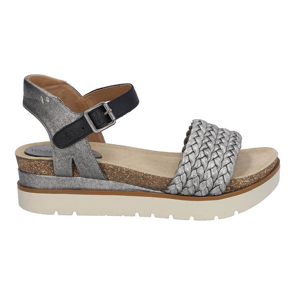 Josef Seibel Clea 16 Ladies Platinum Multi Leather Buckle Sandals-elevate your sole