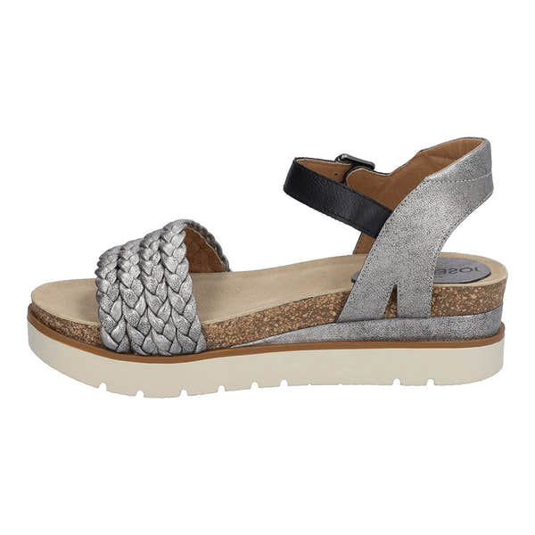 Josef Seibel Clea 16 Ladies Platinum Multi Leather Buckle Sandals-elevate your sole