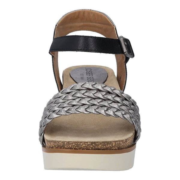 Josef Seibel Clea 16 Ladies Platinum Multi Leather Buckle Sandals-elevate your sole