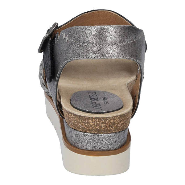 Josef Seibel Clea 16 Ladies Platinum Multi Leather Buckle Sandals-elevate your sole
