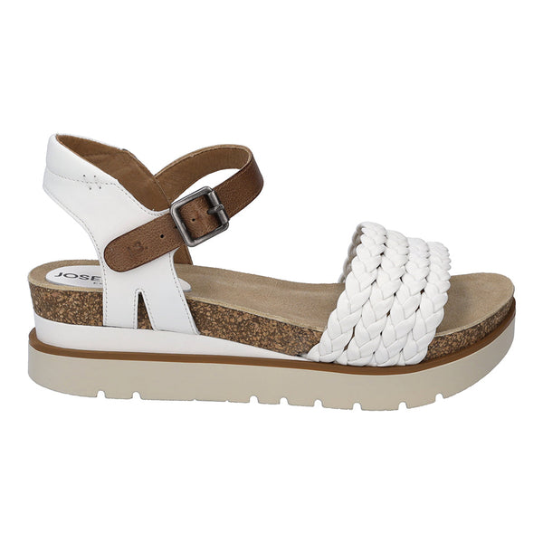 Josef Seibel Clea 16 Ladies White Multi Leather Buckle Sandals-elevate your sole