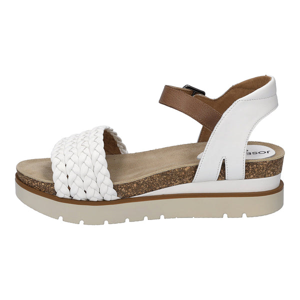 Josef Seibel Clea 16 Ladies White Multi Leather Buckle Sandals-elevate your sole