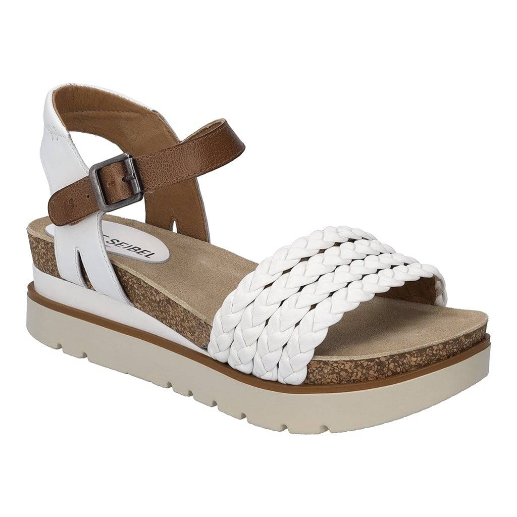 Josef Seibel Clea 16 Ladies White Multi Leather Buckle Sandals-elevate your sole