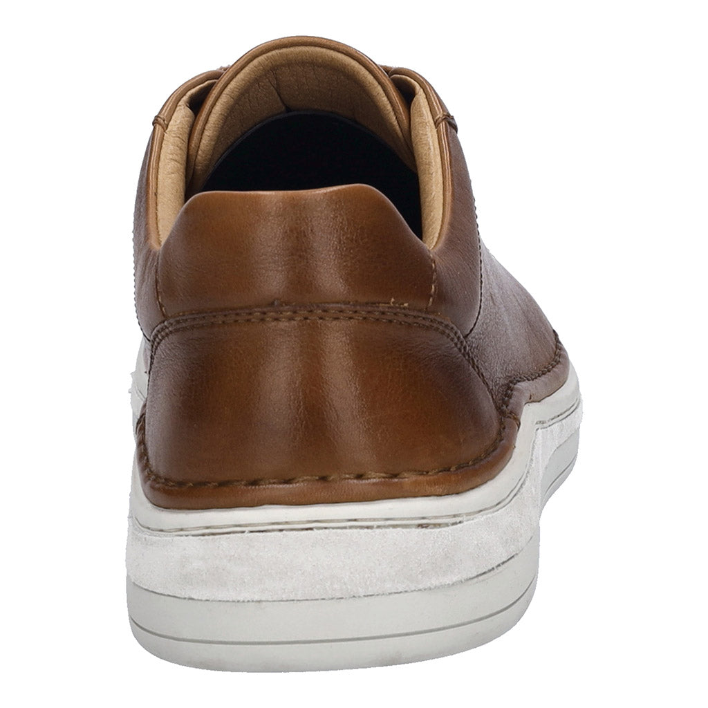 Josef Seibel Cleve 02 men's castagne brown leather lace-up trainer with arch support and white sole.
