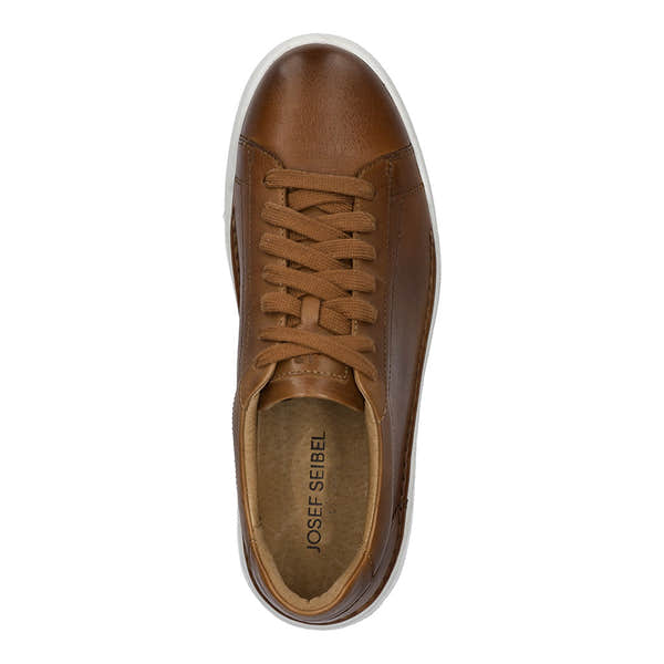 Josef Seibel Cleve 02 men's brown leather lace-up trainers with arch support and casual style.