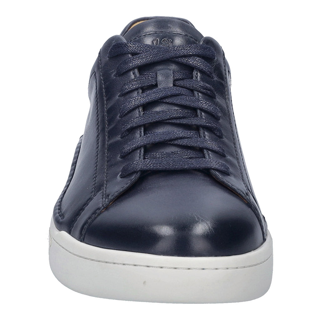 Josef Seibel Cleve 02 men's navy leather lace-up trainers with arch support and white sole.