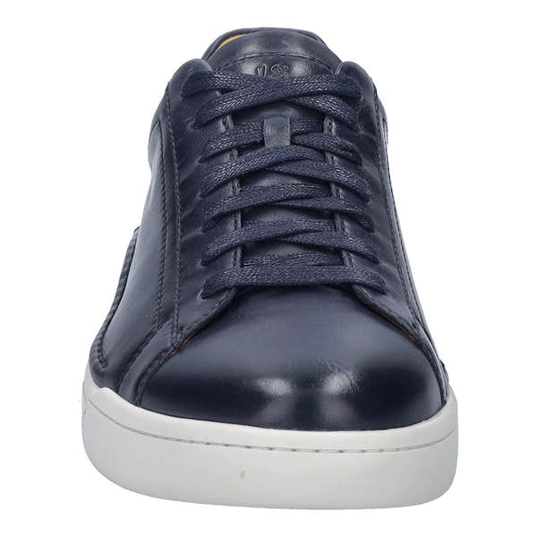 Josef Seibel Cleve 02 men's navy leather lace-up trainers with arch support and white sole.
