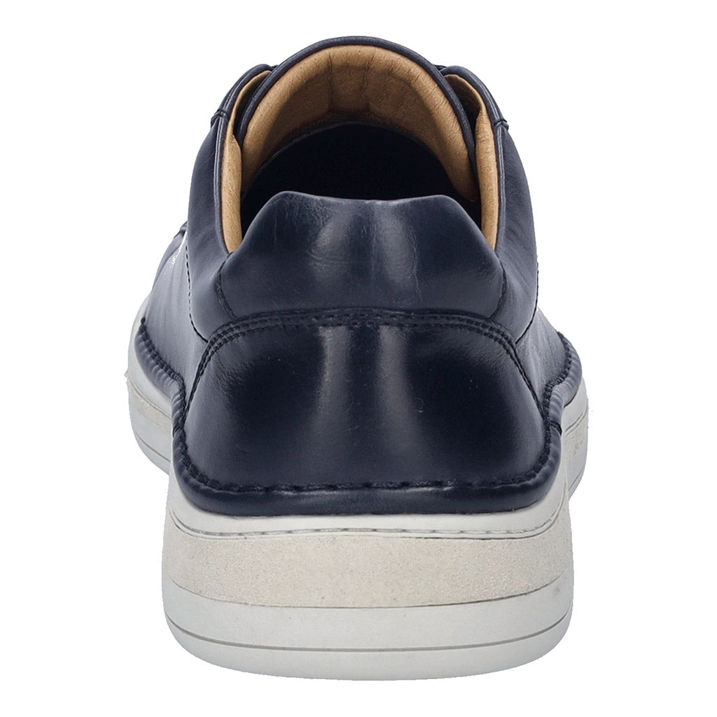 Josef Seibel Cleve 02 men's navy leather lace-up trainers with arch support and casual sneaker design.