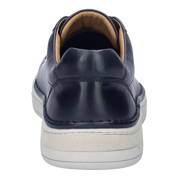 Josef Seibel Cleve 02 men's navy leather lace-up trainers with arch support and casual sneaker design.