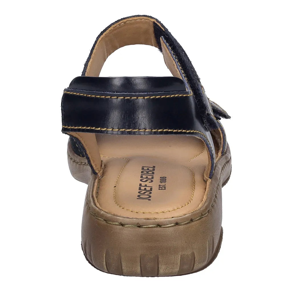 Josef Seibel Debra 19 women's black leather sandals with touch fastenings and cushioned sole.