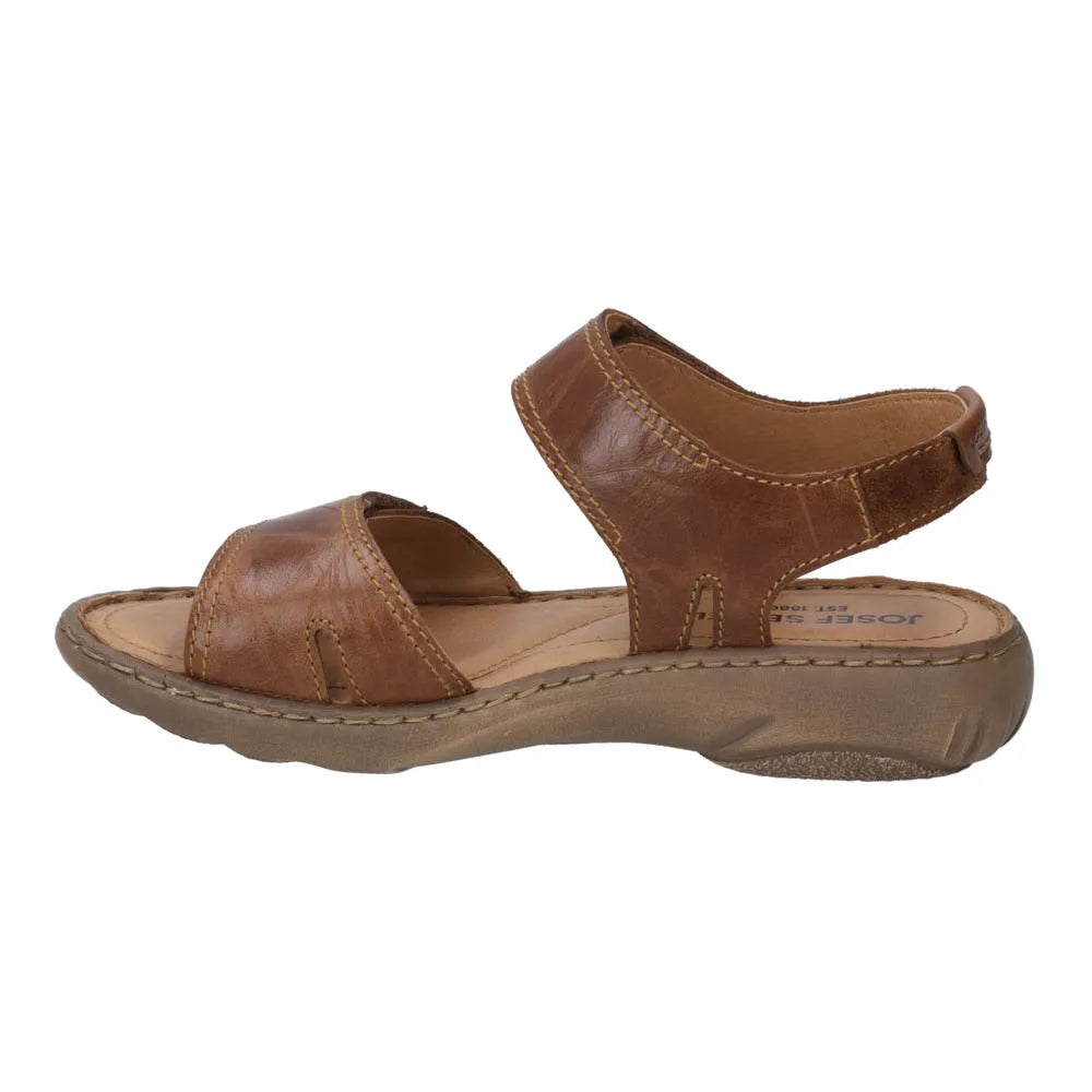 Josef Seibel Debra 58 ladies brown leather touch fastening sandals with cushioned sole and open toe design.