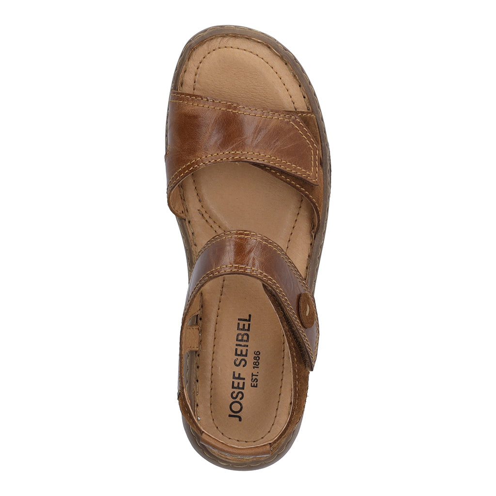 Josef Seibel Debra 58 Ladies Brandy Leather Touch Fastening Sandals-elevate your sole