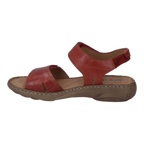 Josef Seibel Debra 58 women's red leather touch-fastening sandals with open toe and ankle strap for comfort and style.