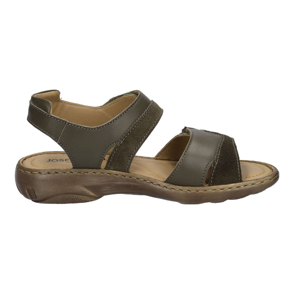 Josef Seibel Debra Ladies Moss Green Leather Touch Fastening Sandals-elevate your sole
