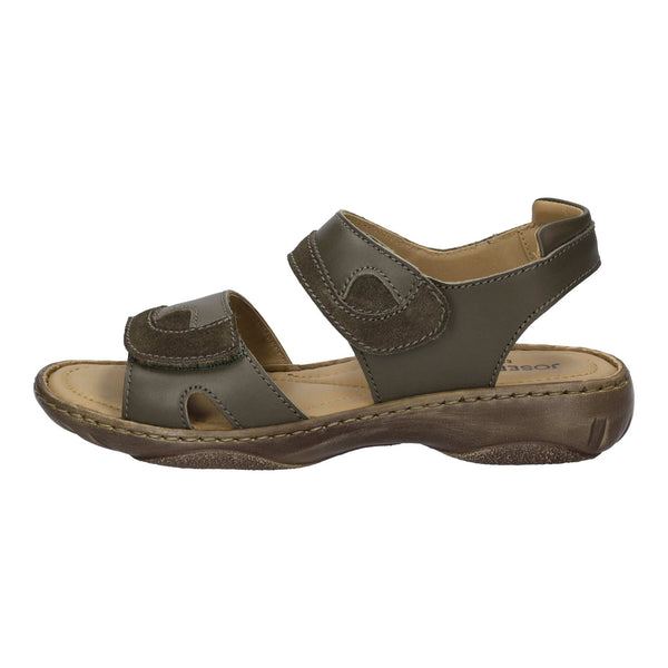 Josef Seibel Debra Ladies Moss Green Leather Touch Fastening Sandals-elevate your sole