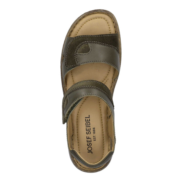 Josef Seibel Debra Ladies Moss Green Leather Touch Fastening Sandals-elevate your sole