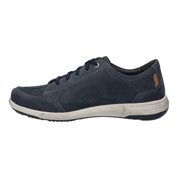 Josef Seibel Enrico 30 men's navy blue leather lace-up shoes with arch support and perforated detailing.