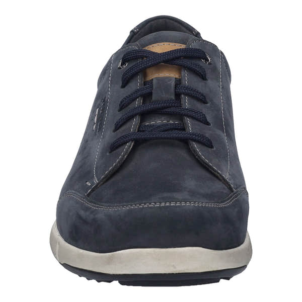 Josef Seibel Enrico 30 men's indigo blue leather lace-up shoes with arch support and casual design.