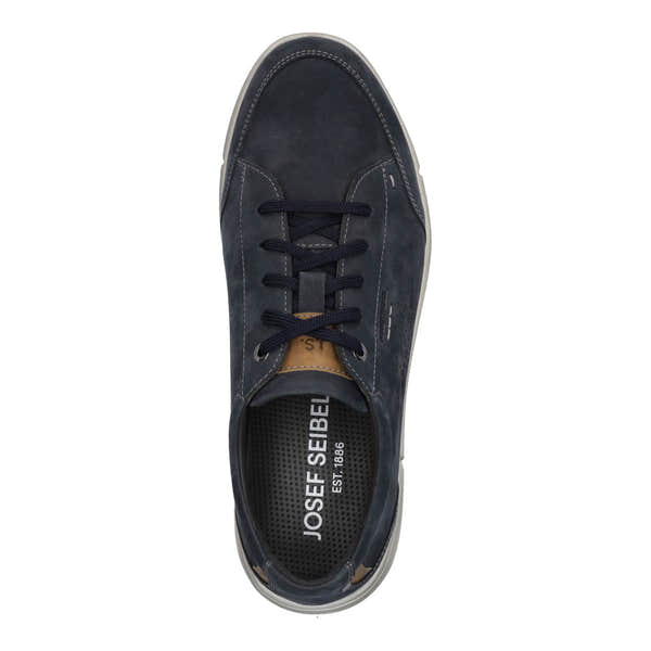 Josef Seibel Enrico 30 men's indigo blue leather lace-up shoes with supportive arch, stylish design, and casual comfort.