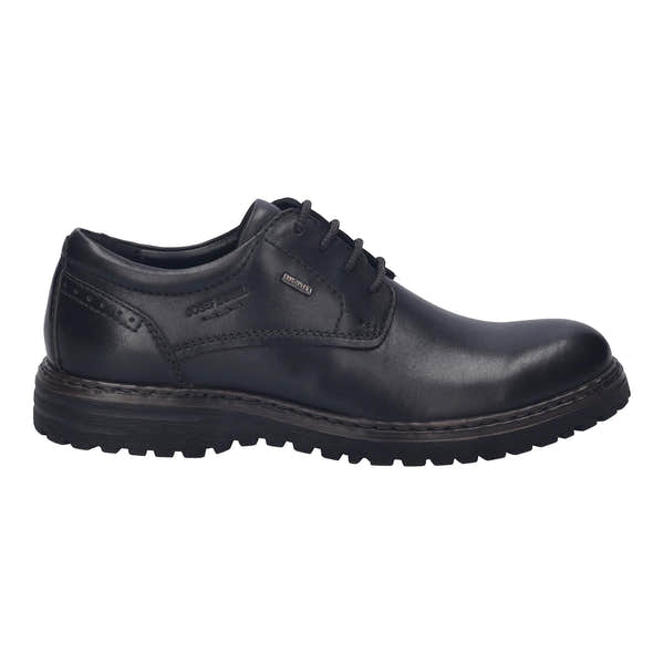 Men's black leather waterproof lace-up shoe with arch support by Josef Seibel, featuring ToDryTEX waterproof technology.