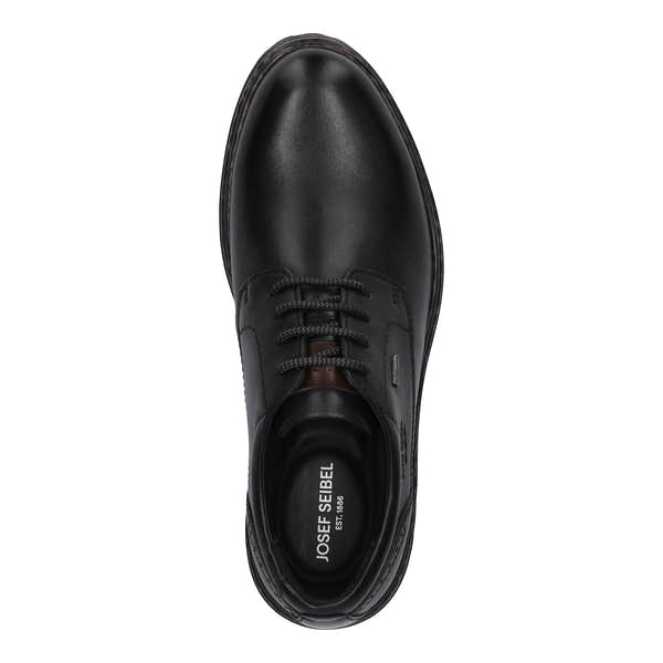 Josef Seibel Erroll 50 Men's black leather waterproof lace-up shoes with arch support and durable sole.