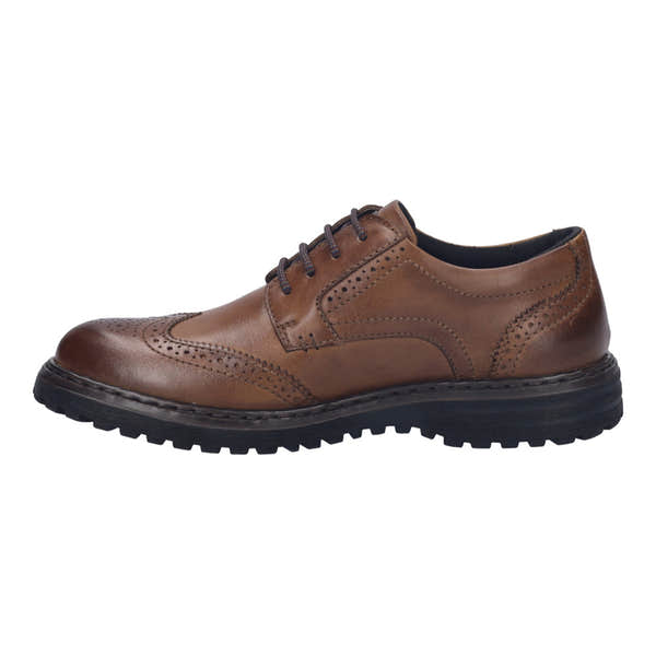 Josef Seibel Erroll 59 men's cognac leather waterproof lace-up shoes with arch support and decorative perforations.