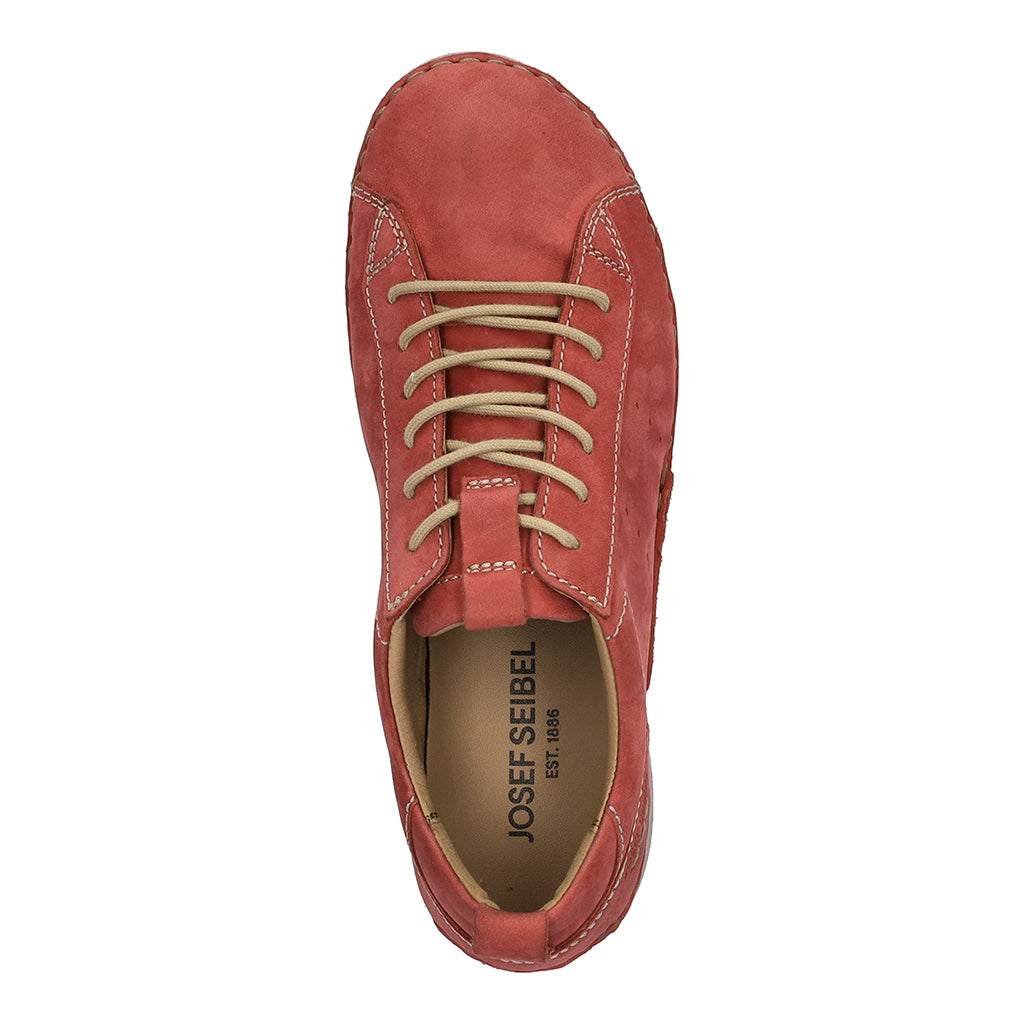Josef Seibel Fergey 56 ladies hibiscus leather lace-up trainers with arch support.