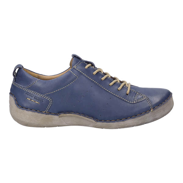 Josef Seibel Fergey 56 women's navy leather lace-up trainers with arch support and casual design.