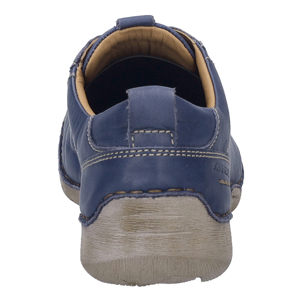 Josef Seibel Fergey 56 women's navy leather lace-up trainers with arch support and casual slip-on style.