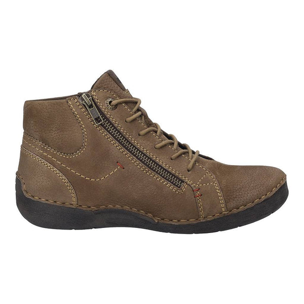Josef Seibel Fergey 67 Ladies Castagne Brown Leather Arch Support Zip & Lace Ankle Boots-elevate your sole