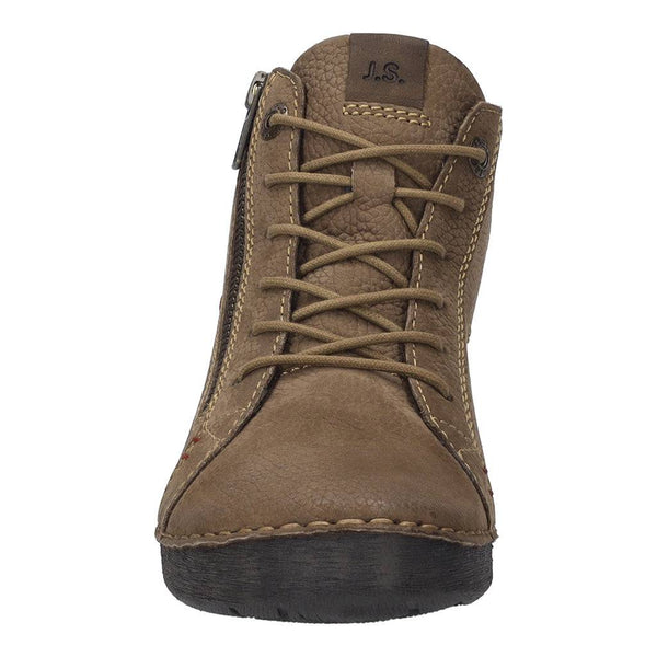 Josef Seibel Fergey 67 Ladies Castagne Brown Leather Arch Support Zip & Lace Ankle Boots-elevate your sole