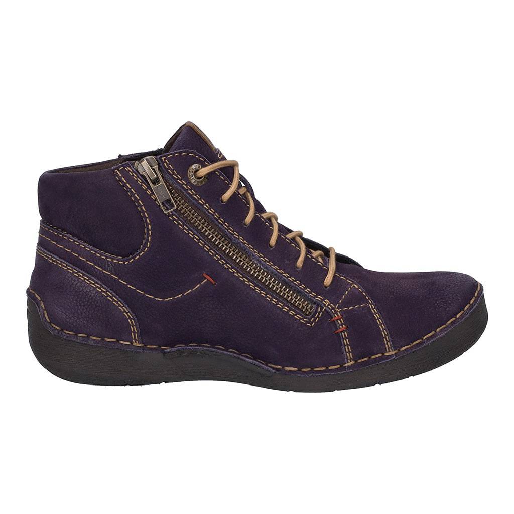 Josef Seibel Fergey 67 Ladies Purple Leather Arch Support Zip & Lace Ankle Boots-elevate your sole