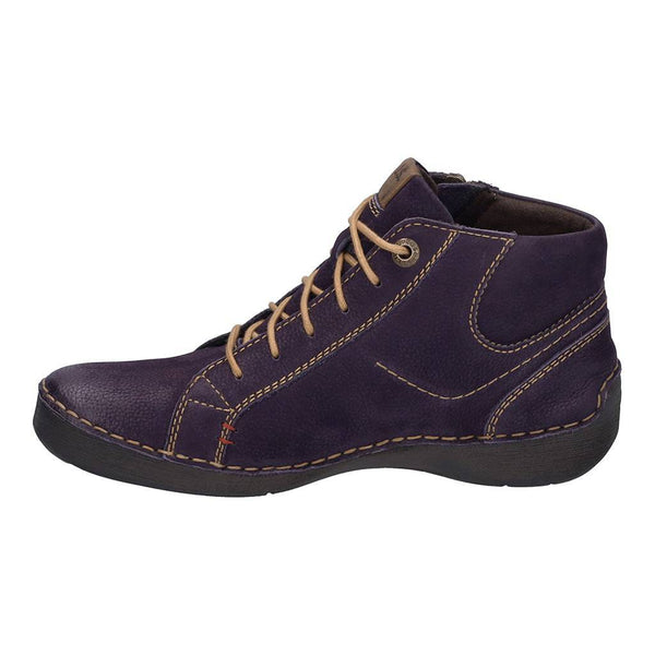Josef Seibel Fergey 67 Ladies Purple Leather Arch Support Zip & Lace Ankle Boots-elevate your sole