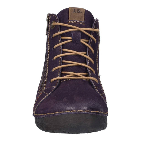 Josef Seibel Fergey 67 Ladies Purple Leather Arch Support Zip & Lace Ankle Boots-elevate your sole