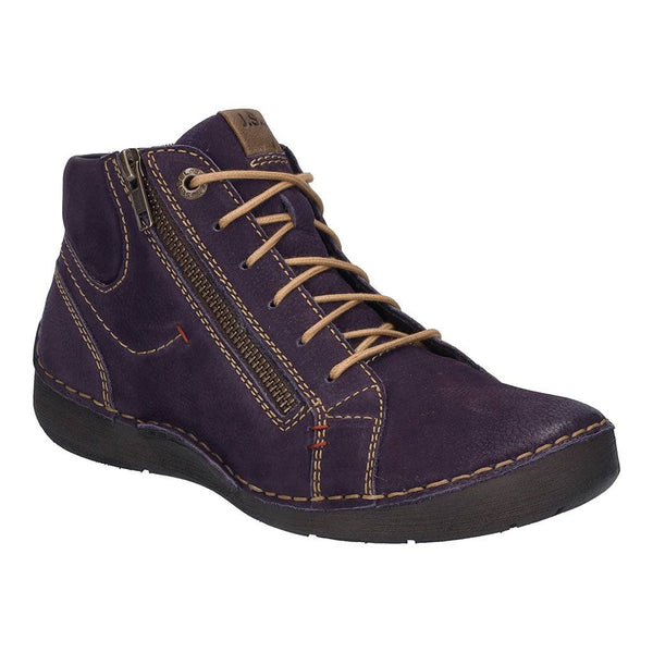 Josef Seibel Fergey 67 Ladies Purple Leather Arch Support Zip & Lace Ankle Boots-elevate your sole