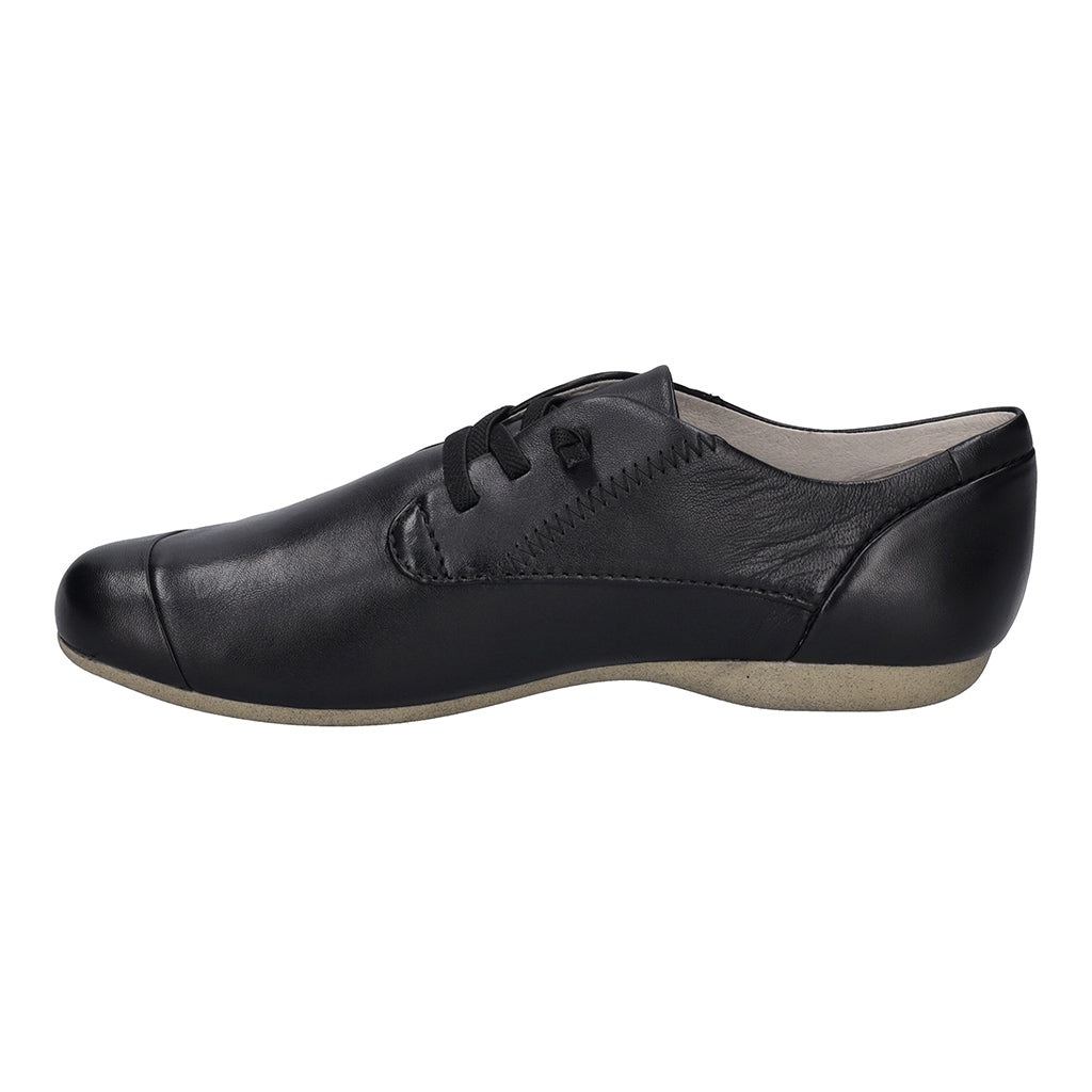 Josef Seibel Fiona 01 women's black leather lace-up shoes with arch support and low heel, perfect for comfortable everyday wear.