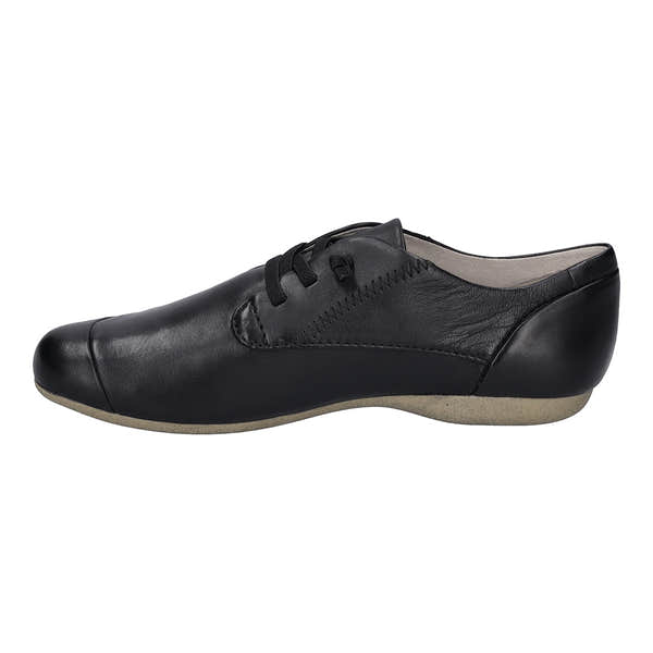 Josef Seibel Fiona 01 women's black leather lace-up shoes with arch support and low heel, perfect for comfortable everyday wear.