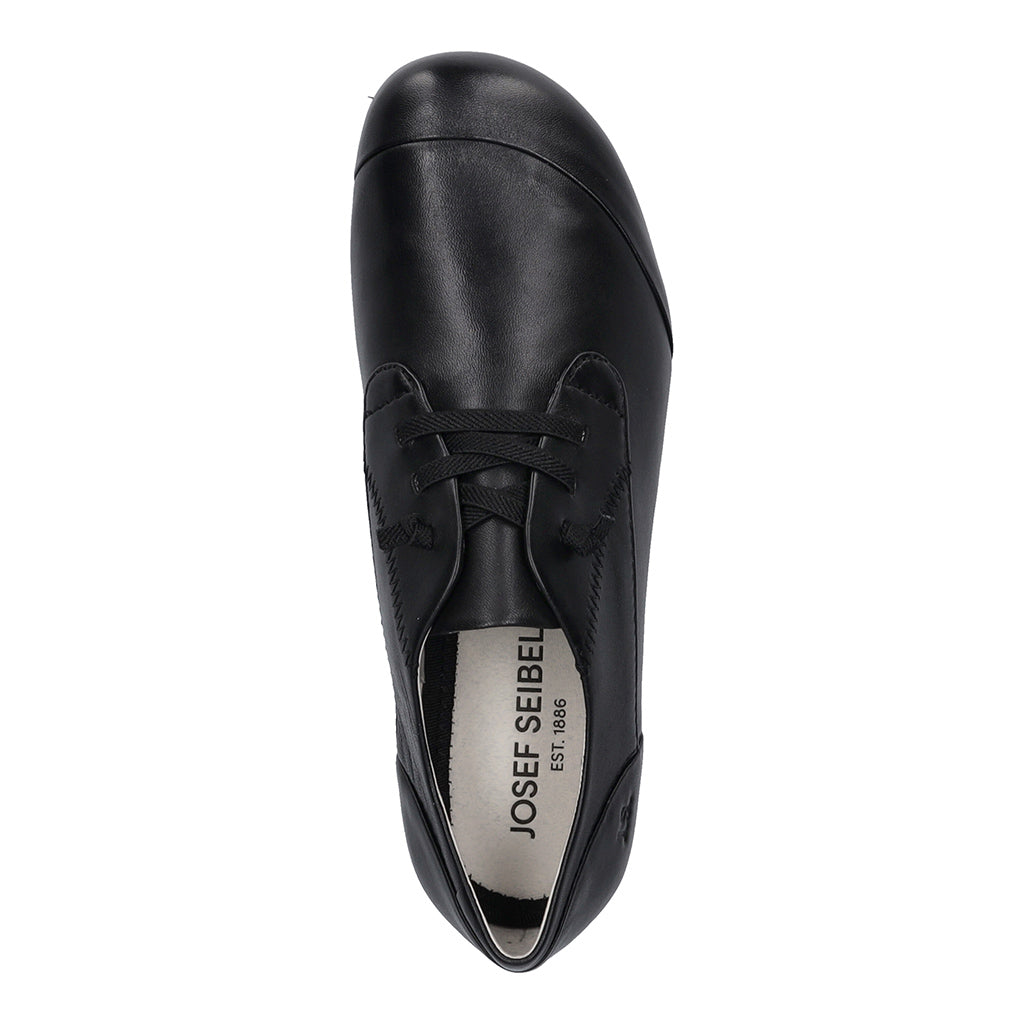Josef Seibel Fiona 01 women's black leather lace-up shoes with arch support and rounded toe.
