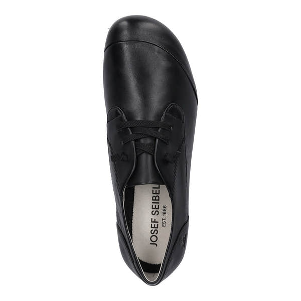Josef Seibel Fiona 01 women's black leather lace-up shoes with arch support and rounded toe.