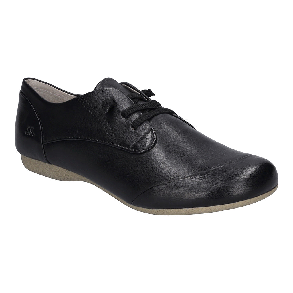 Josef Seibel Fiona 01 women's black leather lace-up shoes with arch support and casual design.