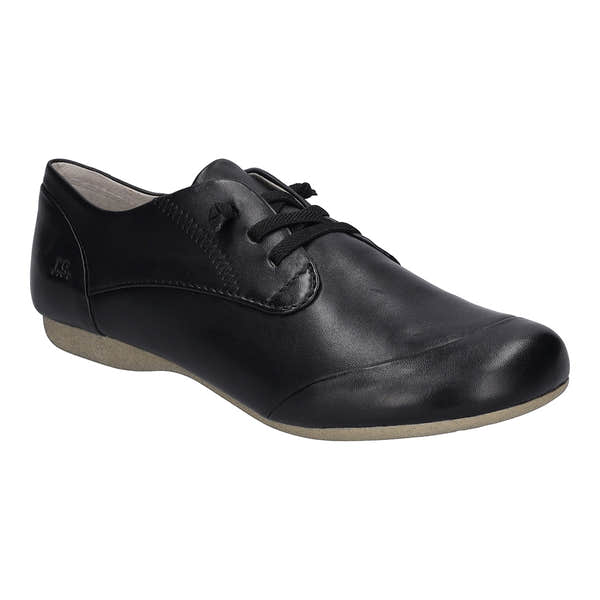 Josef Seibel Fiona 01 women's black leather lace-up shoes with arch support and casual design.