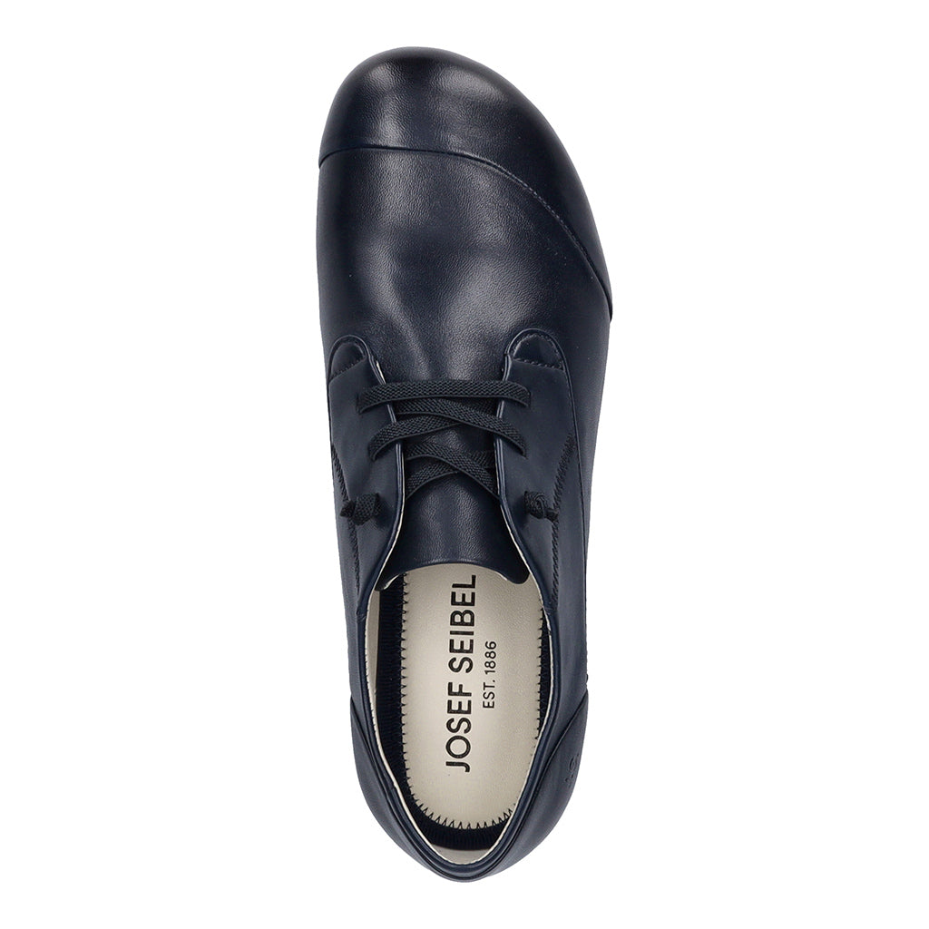 Josef Seibel Fiona 01 ladies navy leather lace-up shoes with arch support and classic design.