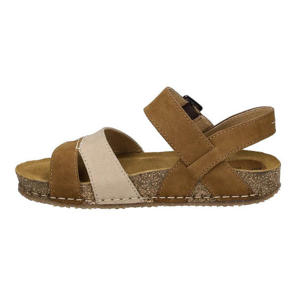 Josef Seibel Hannah 01 Ladies Castagna Brown Combi Leather Arch Support Touch Fastening Sandals-elevate your sole