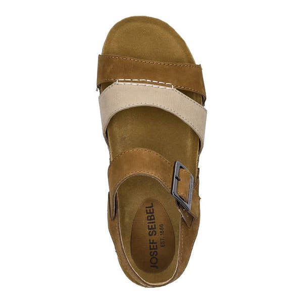 Josef Seibel Hannah 01 Ladies Castagna Brown Combi Leather Arch Support Touch Fastening Sandals-elevate your sole