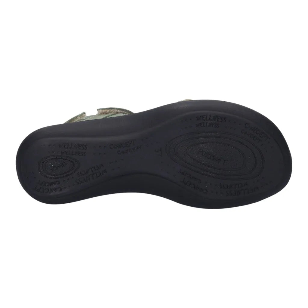 Josef Seibel Ibiza 86 women's mint leather sandals with touch-fastening straps and cushioned sole.