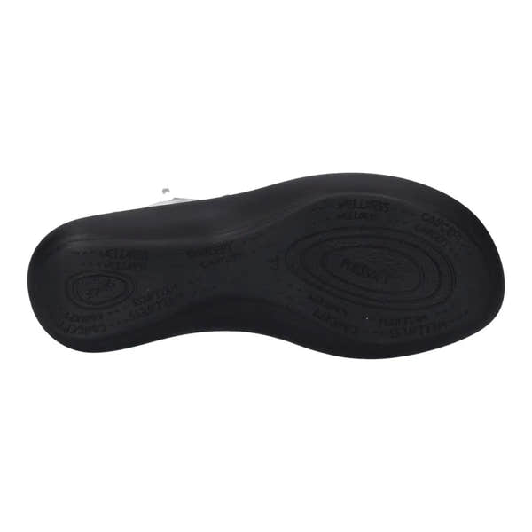 Black leather touch-fastening sandals with cushioned sole, designed for comfort and style.