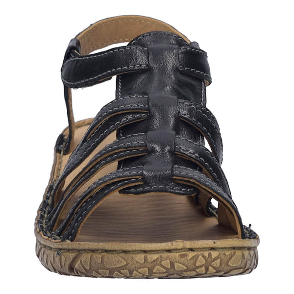 Josef Seibel Ivy 02 Women's black leather sandals with touch fastening, open toe, and cushioned sole.