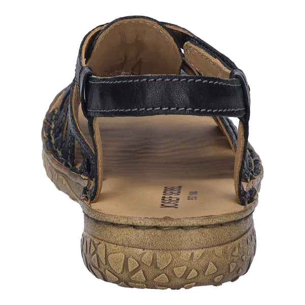 Josef Seibel Ivy 02 women's black leather touch fastening sandals with cushioned insole and chunky rubber sole.