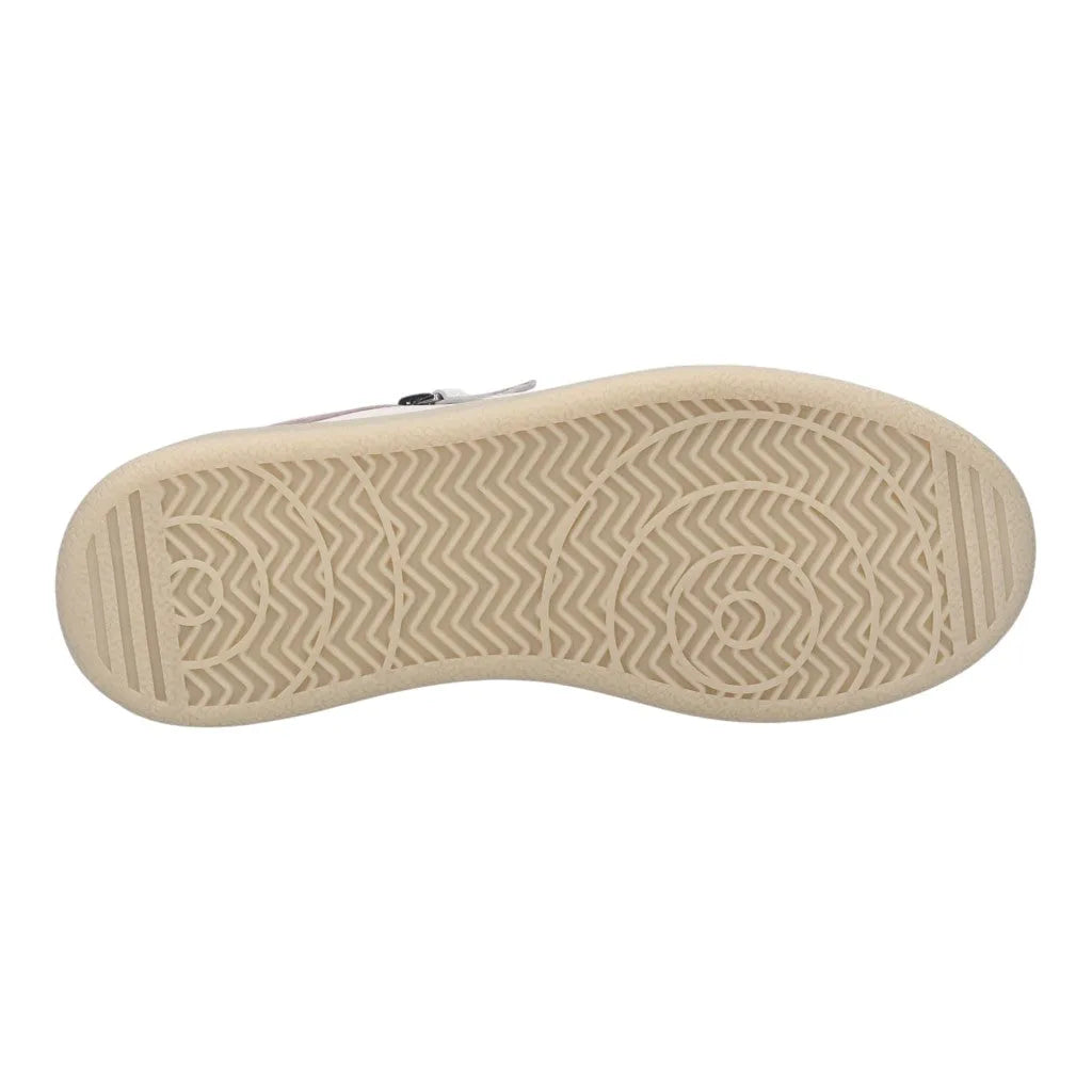 Josef Seibel Jade 05 Ladies Rosa Multi leather lace-up trainers with beige rubber sole and textured tread pattern.