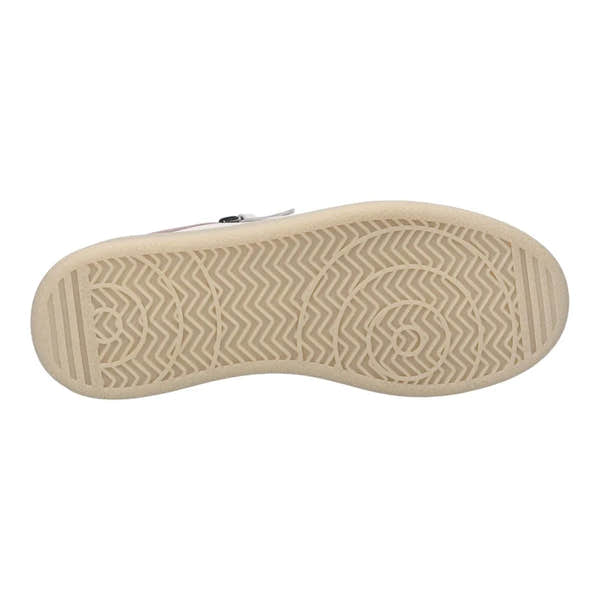 Josef Seibel Jade 05 Ladies Rosa Multi leather lace-up trainers with beige rubber sole and textured tread pattern.
